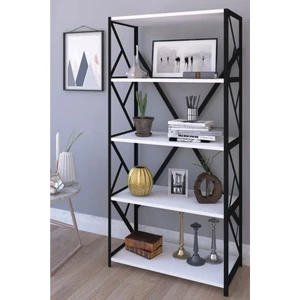 Sera Metal Kitaplık 5 Raflı Çok Amaçlı Dosya Kitap Rafı Ofis Salon Raf 150 cm Beyaz