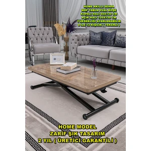 Sehpam Akıllı Home Üst Tabla Mdf Antiklayt Oval Köşe Alt Ayak Siyah 