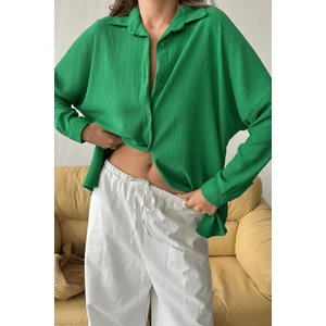 Kadın Olivia Oversize Bürümcük Kumaş Yazlık Gömlek