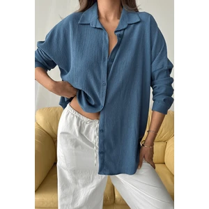 Kadın Olivia Oversize Bürümcük Kumaş Yazlık Gömlek