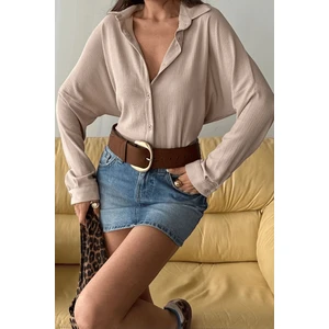 Kadın Olivia Oversize Bürümcük Kumaş Yazlık Gömlek