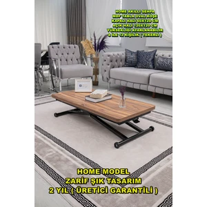 Sehpam Akıllı Home Üst Tabla Mdf Urartu Oval Köşe Alt Ayak Siyah Renk