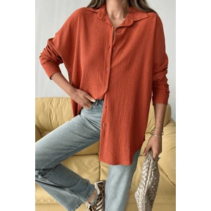 Kadın Olivia Oversize Bürümcük Kumaş Yazlık Gömlek