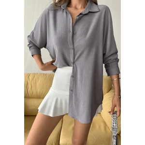 Kadın Olivia Oversize Bürümcük Kumaş Yazlık Gömlek