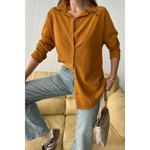 Kadın Olivia Oversize Bürümcük Kumaş Yazlık Gömlek