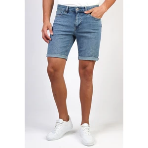 Hlt Jeans Erkek Taşlamalı Rahat Kesim Açık Mavi Jean Şort