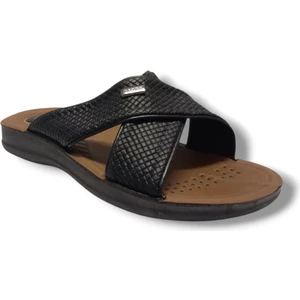 12598-25 Deri Anatomik Çapraz Erkek Terlik