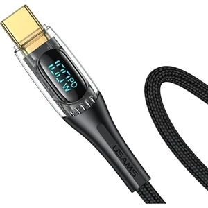 Sipariş Vakti Usams SJ590 Type-C To Type-C Pd 100W Şeffaf Dijital Ekran Kablo Hızlı Şarj 1,2m (Siyah)