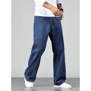 Erkek Baggy Model Asit Yıkama Lacivert Kot Pantolon
