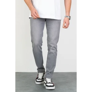 Erkek Gri Regular Fit Likralı Jean Kot Pantolon Henry