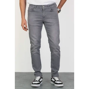 Erkek Gri Regular Jeans Likralı Esnek Kot Pantolon HLTHE001983