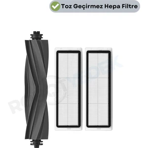 Dreame Bot L10S Pro Uyumlu Yedek Silikon Ana Fırça ve Hepa Filtre-3 Parça