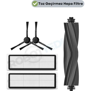Dreame Bot L10S Pro Uyumlu Yedek Mopsuz Silikon Fırça Hepa Filtre Seti-5 Parça