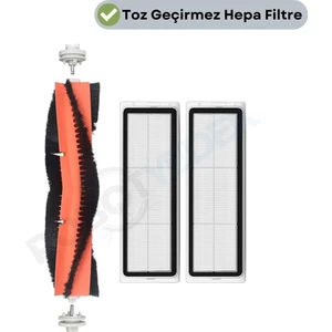 Xiaomi Mop 2 Pro+3D (DİKKAT:KAMERALI-PLUS GLOBAL) Uyumlu Yedek Ana Fırça ve Hepa Filtre-3 Parça