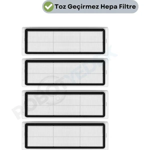 Xiaomi Mop 2 Pro+3D (DİKKAT:KAMERALI-PLUS GLOBAL) Uyumlu Yedek Hepa Filtre-4 Parça