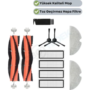 Xiaomi Mop 2 Pro+3D (DİKKAT:KAMERALI-PLUS GLOBAL) Uyumlu Yedek Fırça Hepa Filtre Mop Seti-11 Parça