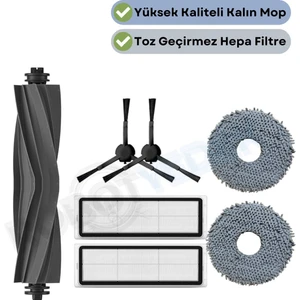 Dreame Bot L10S Pro Uyumlu Yedek Silikon Fırça Hepa Filtre Mop Seti-7 Parça