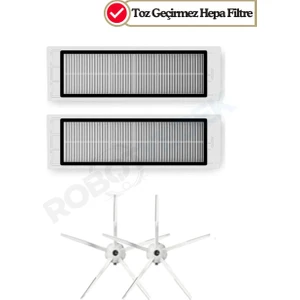 Roborock S6/s6 Pure Uyumlu Yedek Hepa Filtre ve Yan Fırça-4 Parça
