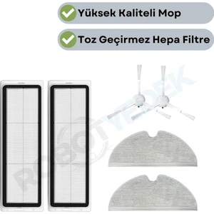 Dreame Vacuum Mop F9 Uyumlu Yedek Hepa Filtre Yan Fırça Mop-6 Parça