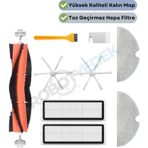 Xiaomi Vacuum Mop 2 (STYTJ03ZHM) Uyumlu  Yedek Fırça Hepa Filtre Mop Seti-9 Parça