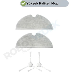 Xiaomi 2c Vacuum Mop Uyumlu Yedek Mop ve Yan Fırça-4 Parça