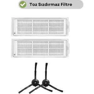 Xiaomi Robot Vacuum Mop Pro Uyumlu 2 Adet Yan Fırça+2 Adet Hepa Filtre