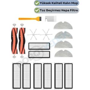Xiaomi Vacuum Mop 2 (STYTJ03ZHM) Uyumlu  Yedek Fırça Hepa Filtre Mop Seti-18 Parça