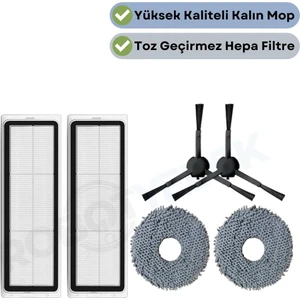 Dreame Bot L10S Pro Uyumlu Yedek Hepa Filtre Yan Fırça Mop-6 Parça