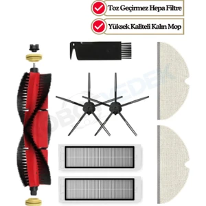 Roborock S6 Maxv Uyumlu Yedek Fırça Hepa Filtre Mop Seti-8 Parça