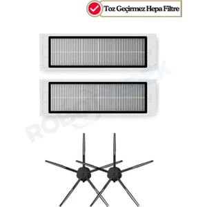 Roborock S6 Maxv Uyumlu Yedek Hepa Filtre ve Yan Fırça-4 Parça