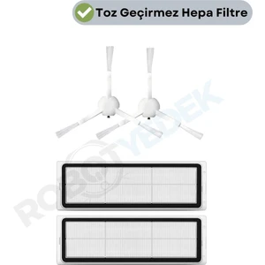 Xiaomi 2c Vacuum Mop Uyumlu Yedek Hepa Filtre ve Yan Fırça-4 Parça