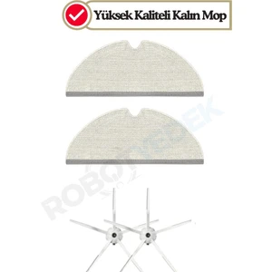 Roborock S6/s6 Pure Uyumlu Yedek Mop ve Yan Fırça-4 Parça