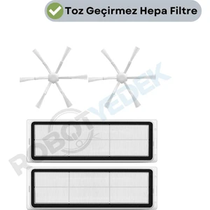 Xiaomi Vacuum Mop 2 (STYTJ03ZHM) Uyumlu  Yedek Hepa Filtre ve Yan Fırça-4 Parça