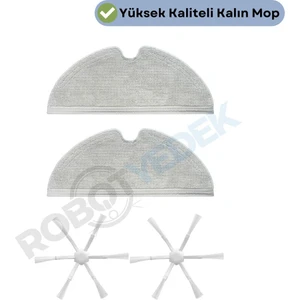 Xiaomi Vacuum Mop 2 (STYTJ03ZHM) Uyumlu  Yedek Mop ve Yan Fırça-4 Parça