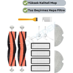 Xiaomi 2c Vacuum Mop Uyumlu Yedek Fırça Hepa Filtre Mop Seti-12 Parça