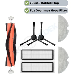 Robotyedek Xiaomi Mop 2 Pro+3D (DİKKAT:KAMERALI-PLUS GLOBAL) Robot Süpürge Uyumlu Fırça Filtre Mop Seti-7 Parça
