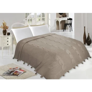 Saç Örgü Pon Pon Triko Yatak Örtüsü 200 x 220  cm