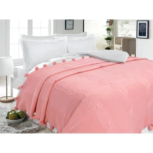 Saç Örgü Pon Pon Triko Yatak Örtüsü 200 x 220  cm