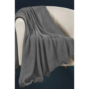 Selanik 10 Ponponlu Triko Örgülü Tv Battaniyesi 130 x 170  cm