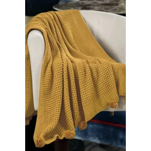 Selanik 10 Ponponlu Triko Örgülü Tv Battaniyesi 130 x 170  cm