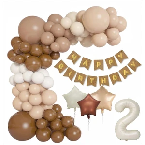 Kraft Gold Banner 2 Yaş Folyo Yıldızlı 30 Balon Konsept Doğum Günü Seti