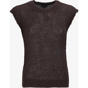 Bisiklet Yaka Düz Örgü Desenli Kahve Kadın Bluz F5SL-BLZ0104