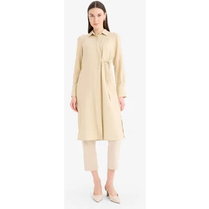 Regular Fit Gömlek Yaka Büzgülü Uzun Kollu Diz Altı Tesettür Tunik D9862AX25SM