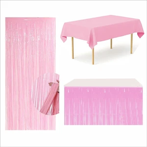 Pembe Masa Örtüsü, Pembe Masa Eteği, Pembe Arka Fon Perde