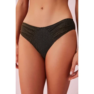 Gold Pileli Dokulu Bikini Alt