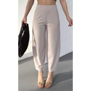 Kadın Bernis Balon Pantolon, Beli Lastikli Şalvar Model Krep Balon Pantolon Basen Gizleyen