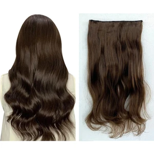 Fındık Kahverengi Çıtçıtlı Saç Dalgalı Postiş Takma Saç 60 cm 110GR Isıya Dayanıklı Yarımay