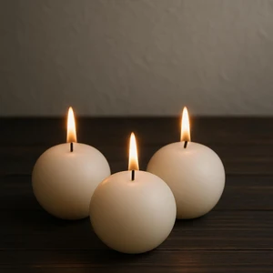 3 Lü Vanilya Kokulu Dekoratif Hediyelik Yuvarlak  Top Şeklinde Mum