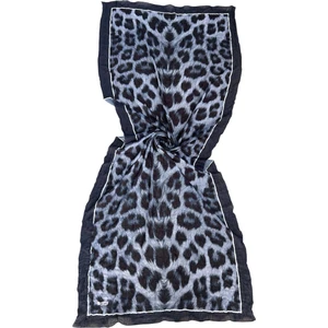 Leopar Desen Bambu Kraş Şal Lacivert Renk