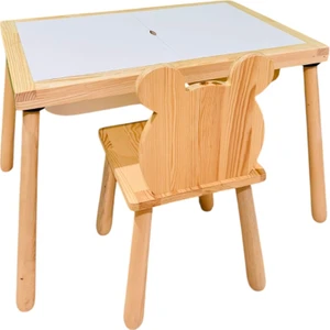 Joy Kids Toy Ahşap Duyusal Çocuk Aktivite Masası Oyun Masası ve Çocuk Çalışma Masası 1 Adet Ayı Sandalye